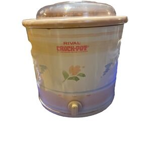 VTG 1990's Rival 3.5 Qt Crock Pot Slow Cooker Model 3150/2 Floral WORKS Cottage